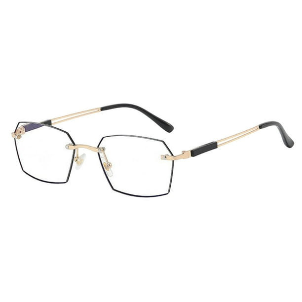 Sin marco - Gafas de lectura para hombre con protección contra la luz azul - Protección contra la radiación metálica - Gafas de lectura modernas para personas de mediana edad