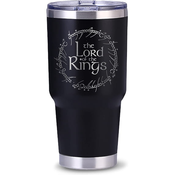 Lord of the Rings Merchandise Mug, 30 oz Stainless Steel Wine & Coffee Tumbler — Double Wall Insulated Tumbler with Lid — LOTR Gifts, Accessories for Kitchen & Bar, Winter Travel Mug, LOTR Beer Mug