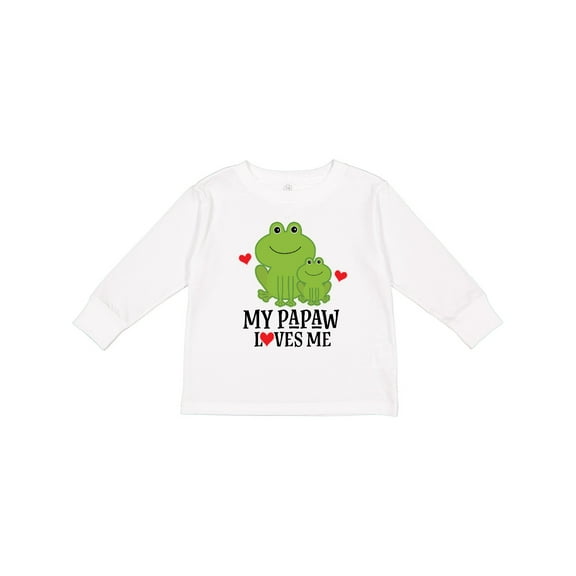 Inktastic My Papaw Loves Me Grandson Frog Boys Long Sleeve Toddler T-Shirt