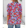 thumbnail image 5 of FreshPretty Summer Blouses for Women Dressy Casual Fashion Spring Tops Floral Boho V Neck Puff Short Sleeve Top Shirts, 5 of 8