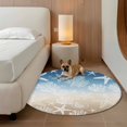 thumbnail image 2 of Blue Brown Ombre Coastal Round Area Rug 4Ft Washable Circle Rugs for Bedroom Dining Room, Sea Nautical Summer Beach Starfish Coral Non-Slip Carpet Floor Mats Indoor Outdoor Carpet Runner Home Decor, 2 of 8