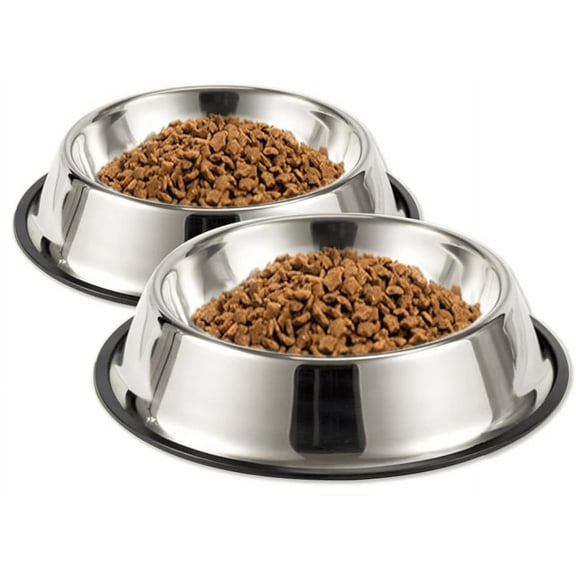 2 Pack Stainless Steel Non-Skid Pet Dog Water and Food Bowl for Small Dog Cat Animals