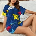 thumbnail image 4 of KLL Cartoon Shark Print Pajama Set for Women Short Sleeve Sleepwear Pjs Soft 2 Piece Lounge Sleepwear Sets-X-Large, 4 of 6