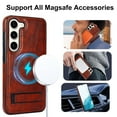 thumbnail image 2 of ShellTech Case for Samsung Galaxy S23,Magnetic Leather Mag-Safe Case Hidden Kickstand Cover for Galaxy S23,Brown, 2 of 8