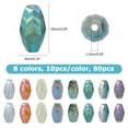 thumbnail image 2 of 80 cuentas de vidrio electrochapado en 8 colores, cuentas ovaladas transparentes facetadas de 10x6 mm, cuentas cilíndricas ovaladas con patrones de flecha., 2 of 7