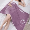 thumbnail image 5 of Fleece Wearable Bath Towel for Women - Soft Absorbent Bath Wrap with Snap Closure - Hands-Free Towel Skirt for Drying, Home Sleepwear, Beach Cover Up - 130x90cm Large Wrap with Side Pocket, 5 of 6