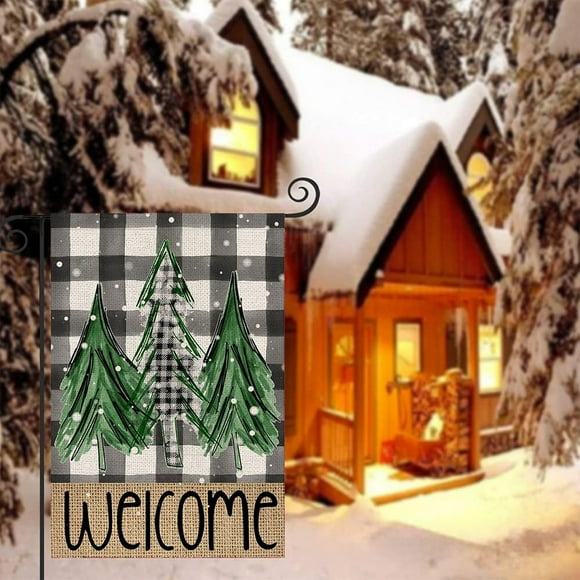 Last Chance Qaailabf Merry Christmas Garden Flag Courtyard Festival Ambiance Decoration Happy Hanging Flag Outdoor Garden Grass Courtyard Christmas Decoration