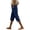 Dark Blue, variant on Womens Cotton Linen Straight Leg Cropped Pants Drawstring Elastic Waist Side Pockets Cuffed Hem Solid Summer