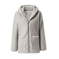 thumbnail image 4 of Fmbrln Womens Fleece Coat Fall Winter Warm Full Zip Up Long Sleeve Hoodie Casual Solid Color Hooded Sweatshirts Loose Comfy Fuzzy Jacket with Pockets Gray 2XL, 4 of 4