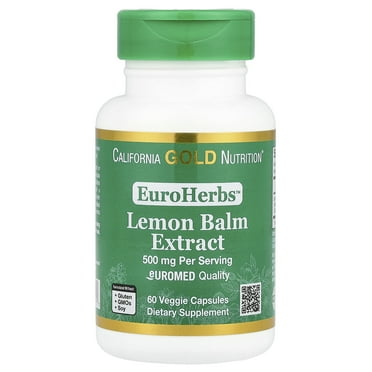 California Gold Nutrition EuroHerbs™, Lemon Balm Extract, Euromed Quality, 500 mg, 60 Veggie Capsules
