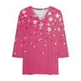 thumbnail image 4 of CYMMPU Spring Tops V Neck Tunic Tops 3/4 Sleeve Summer Trendy Shirts Floral Pattern Loose Fit Blouses for Women Dressy Casual Plus Size T-Shirt XXL, 4 of 4