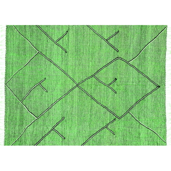 Ahgly Company Indoor Rectangle Abstract Green Modern Area Rugs, 6' x 9'