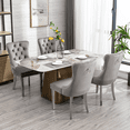 thumbnail image 3 of LegaHome Dining Chairs Set of 4, Modern Upholstered Velvet Dining Room Chairs with Nailhead Trim and Chrome Stainless Steel Plating Solid Wood Legs, Tufted Button Padded Chairs Set for Kitchen, Gray, 3 of 11