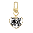 thumbnail image 1 of Best Father Quote Father's Day Gold Heart Keychain Metal Keyring Holder, 1 of 3