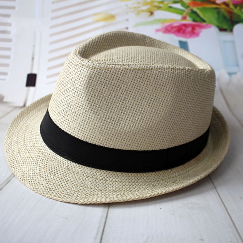 Hot Summer Beach Hat Sun Jazz Panama Gangster Cap Men Women Casual Trilby Fedora 