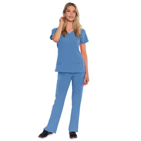 

Med Couture Activate Women s V-Neck Racerback Scrub Top & Yoga 2 Cargo Pocket Scrub Pant Set [XS - 3XL]