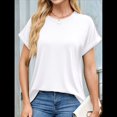 thumbnail image 4 of Camisetas Casuales Holgadas para Mujer, Camisetas de Verano de Corta con Cuello Redondo y Modernas L, 4 of 10