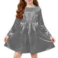 thumbnail image 2 of ATOGUTA Party Dress For Girls A Line Long Sleeve Kids Casual Fall Winter Clothes Size 4T-12, Gray, 2 of 6