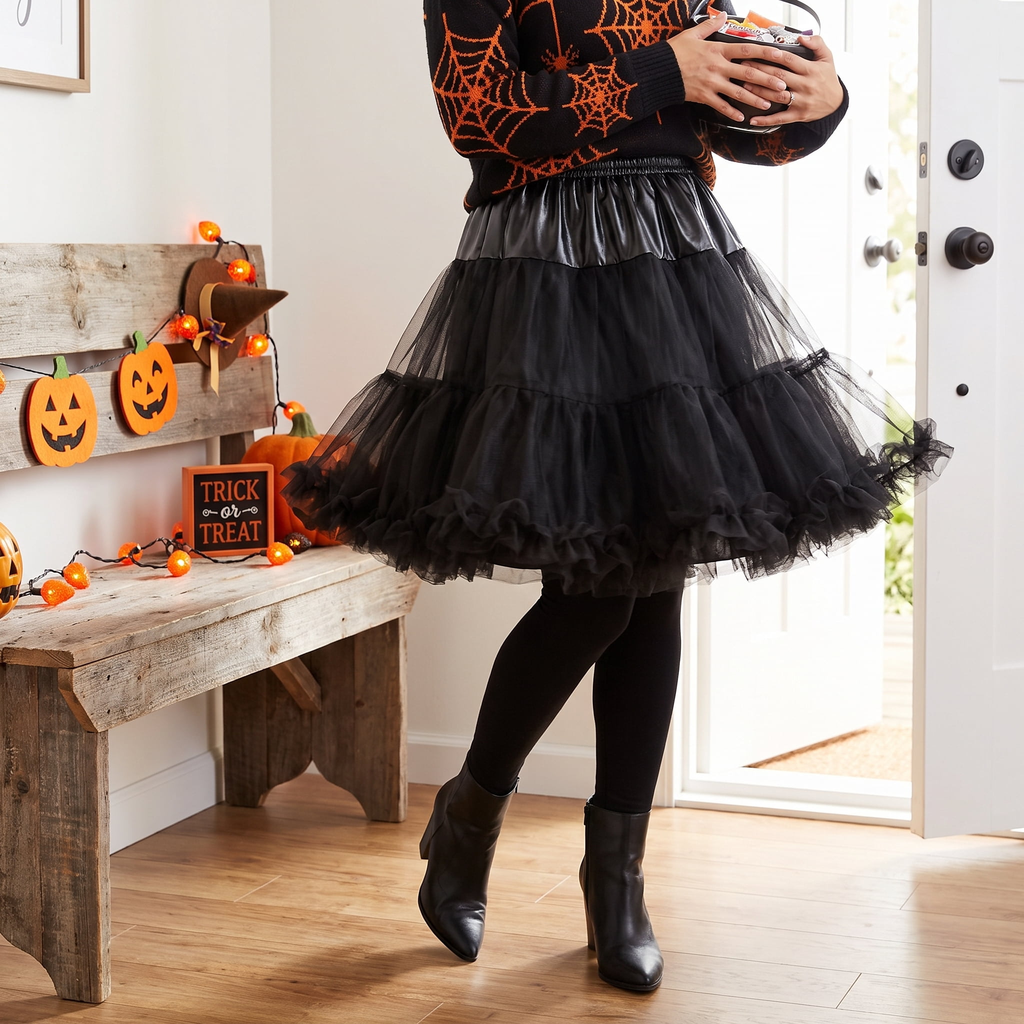 Petticoat Costume Accessory for Adults, Black, L/XL, Halloween by Way To Celebrate
