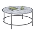 thumbnail image 2 of Convenience Concepts Gold Coast Faux Marble Round Coffee Table with Sturdy Metal Frame, White, 2 of 4
