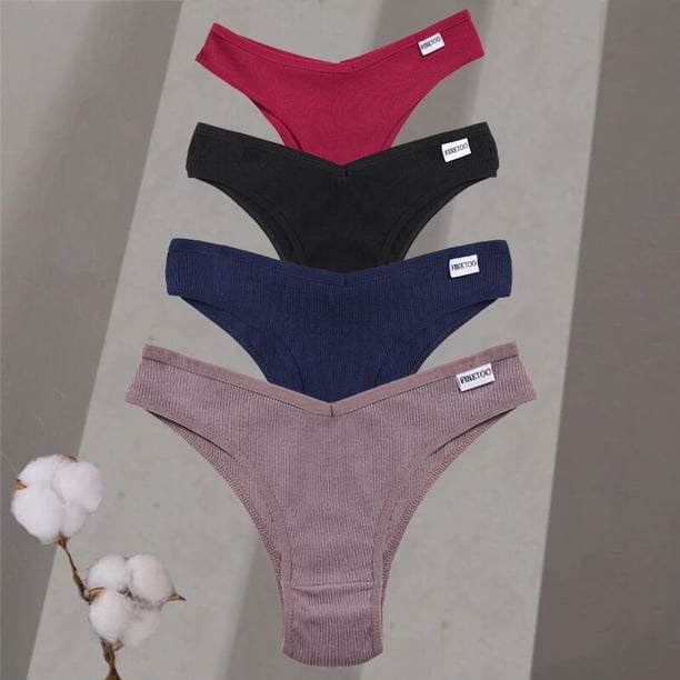 4 unids/set de lencería de algodón para mujer, bragas sexis de cintura baja para mujer, ropa interior de M-XL, tangas, Bikini de 10 colores sólidos, bragas íntimas para niñas Tan Jianjun unisex