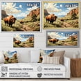 thumbnail image 4 of Designart "Buffalo Roaming Prairies National Park II" Animals Floater Framed Wall Art Living Room, 4 of 7
