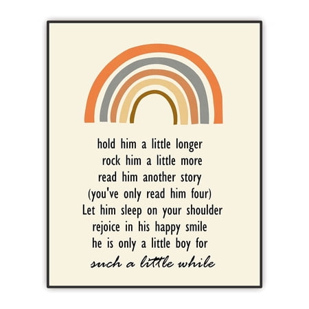 Nursery Wall Decor - Hold Him A Little Longer - Baby Boy Room Wall Art - Rainbow Boho Decor - Baby Shower Gift - Unframed Print 8"x10"