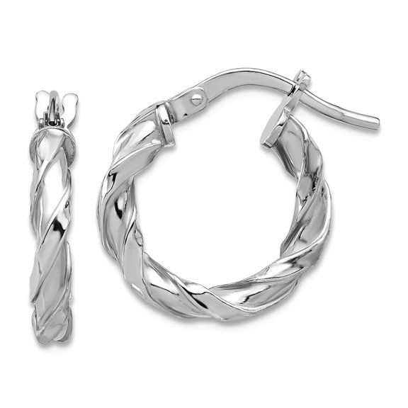 925 Sterling Silver Rhodium Plated Polished Twisted Hoop Earrings 18.5x15.8mm Wide 2.5mm Thick Hoop Earring for Women