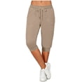 thumbnail image 2 of Diufon Pull On Capris for Women High Waist Drawstring Golf Yoga Cropped Pant Running Jogger Capri Pants with Pockets, 2 of 8