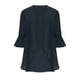 thumbnail image 4 of purcolt Women Chiffon Kimono Cardigans Ruffled 3/4 Sleeves Open Front Lightweight Cardigan Soft Draped Shrugs Casual Loose Beach Cover Ups, 4 of 7