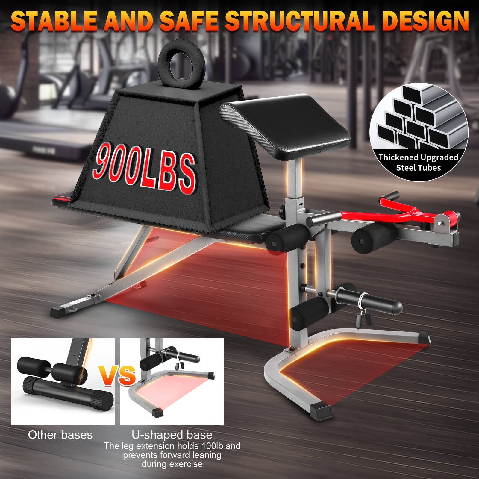 VIBESPARK 900LBS 6-in-1 Workout Bench, Adjustable Weight Bench Press Set with Leg Extension & Leg Curl & Preacher Curl Pad, Multi-function Weight Bench for Home Gym Dumbbell Exercise
