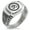 Silver, variant on Stainless Steel Sacred Lotus Sanskrit Om CZ Ribbed Needle Stripe Pattern Biker Style Polished Ring