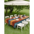 thumbnail image 5 of 60x102 Inch Outdoor Tablecloth with Umbrella Hole Zipper Rectangle Farmhouse Orange Blue Yellow Rectangular Tablecloths Outside Waterproof Vintage Wood Country Patio Table Cover for Picnic Party, 5 of 8