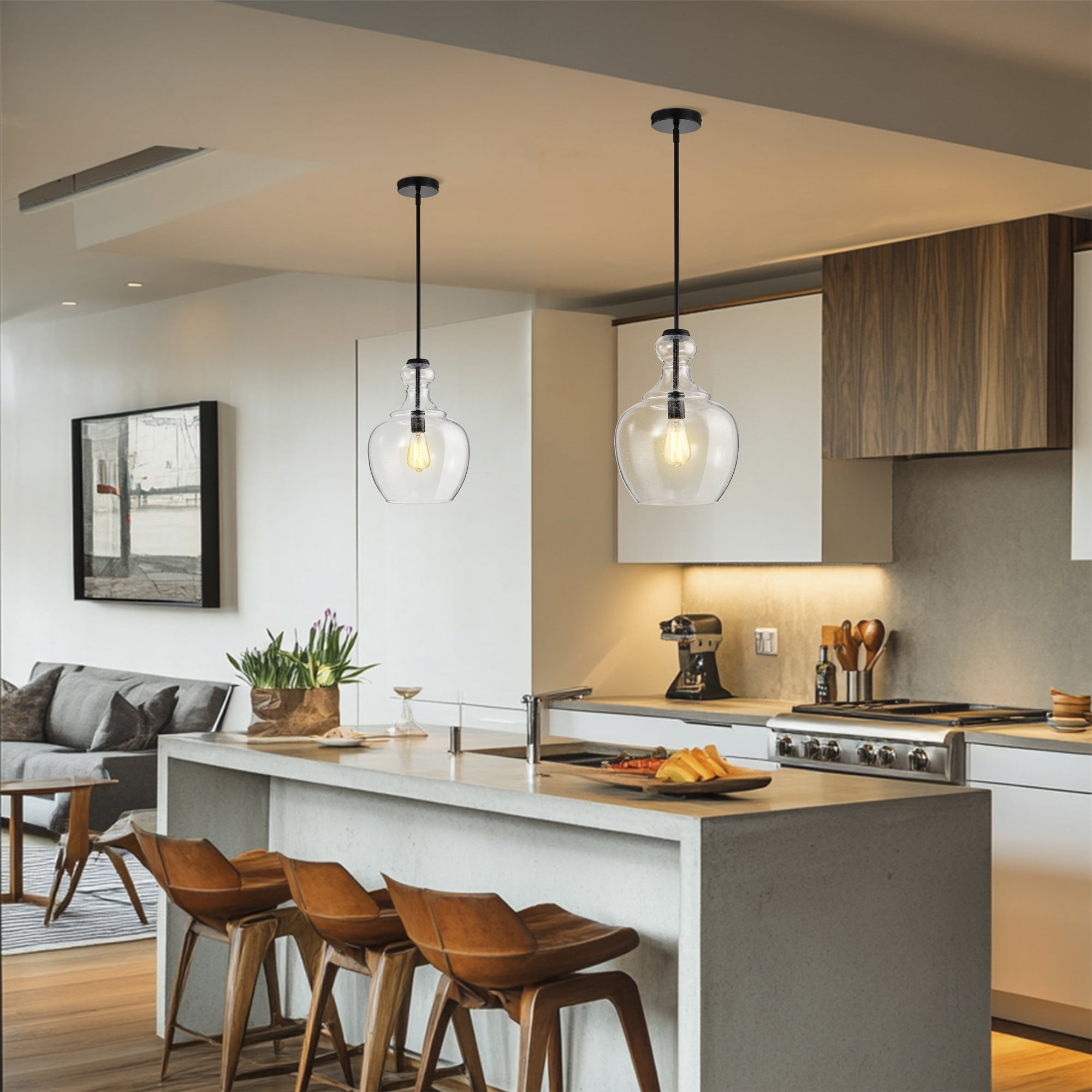 Tasio 11 in. 1-Light Indoor Matte Black Finish Pendant Light