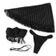 thumbnail image 1 of Bikini con borlas de 3 piezas, traje de baño de malla transparente de color liso con espalda descubierta y hombros descubiertos, traje de baño con borlas y tiras halter, 1 of 8