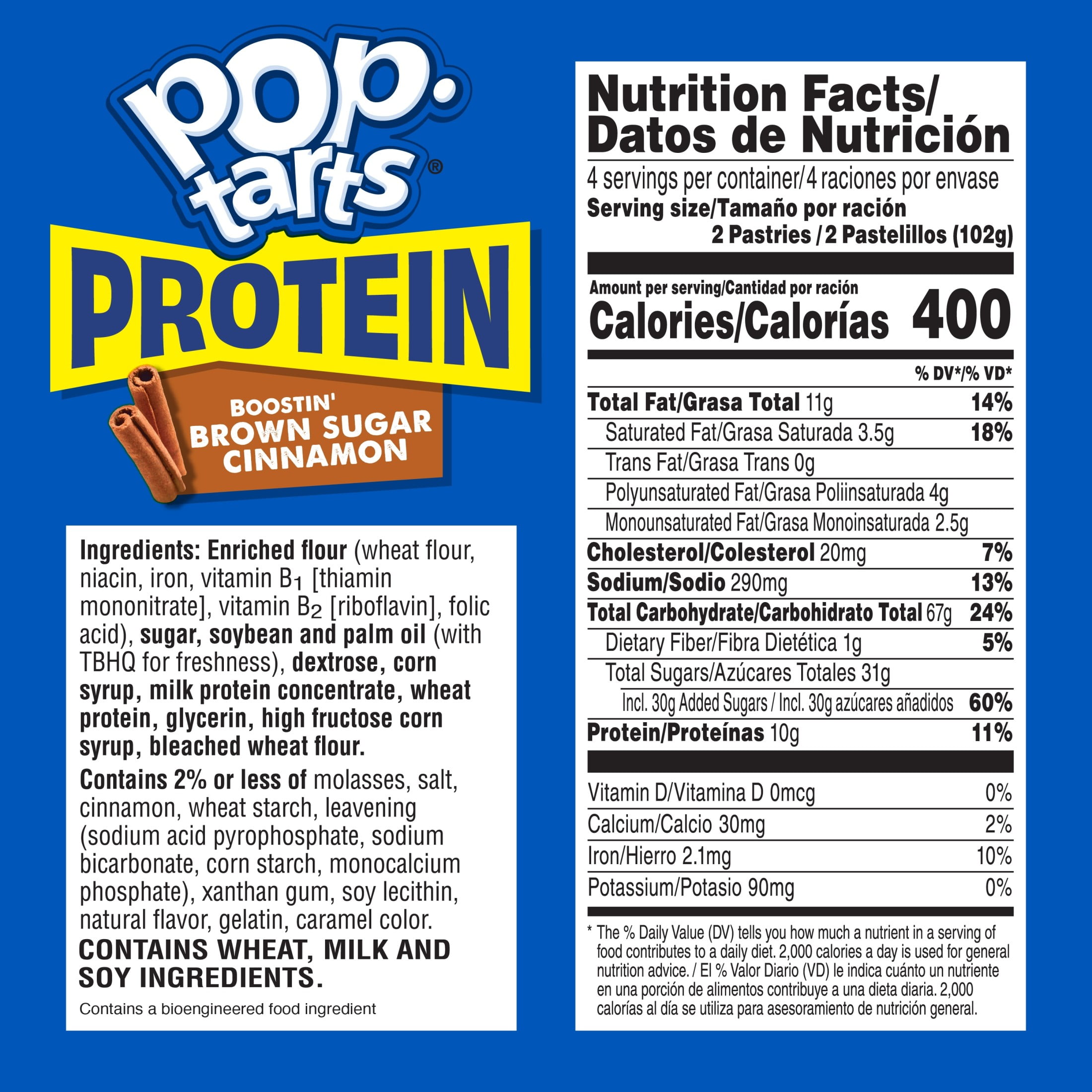 Pop-Tarts Protein Boostin' Brown Sugar Cinnamon Toaster Pastries, 10g Protein, Shelf-Stable, 14.3 oz (8 Count)