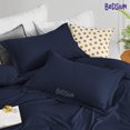 thumbnail image 3 of Bedsium Duvet Cover Cotton Solid - Duvet Cover 3 pcs, Includes 1 Duvet Cover Navy Blue 3 pcs, Includes 1 Duvet Cover - Oversized Queen (100x100) with Zipper Closure & 2 Pillow Shams, NO Comforter, 3 of 4