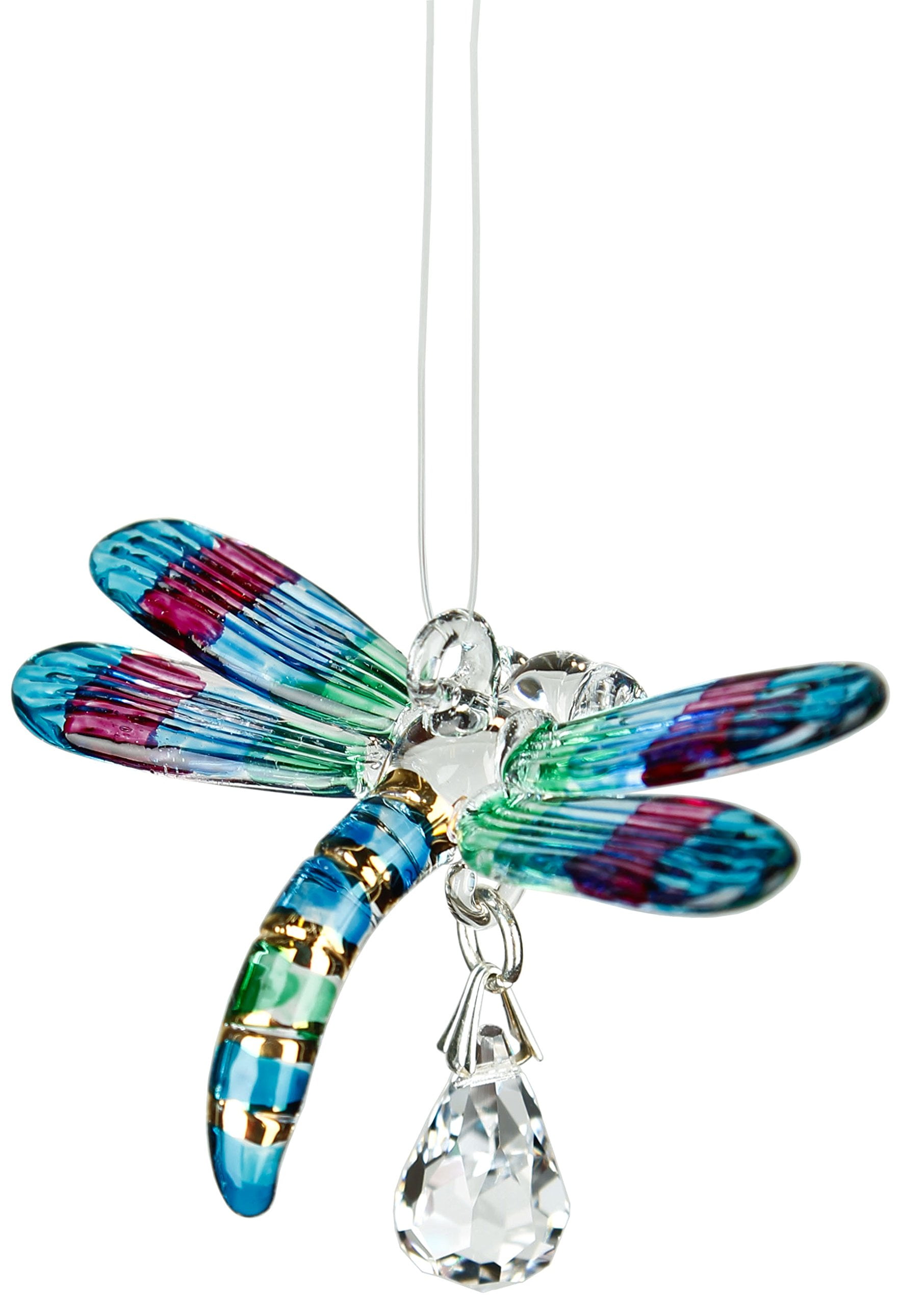 Fantasy Glass Dragonfly Peacock Woodstock Chimes Rainbow Maker