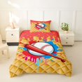 thumbnail image 2 of Castle Fairy Red Baseball Bat Print Twin Duvet Cover, Ice Cream Drip Twin Bedding, Red Blue Yellow,2pcs,1 Duvet Cover and 1 Pillowcase, 2 of 6