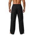thumbnail image 4 of Blmnix Travel Pants Pants Men Low Rise Cotton Pants Baggy Cargo Pant Straight-Leg Long Black Casual Pants for Men,XXXL, 4 of 6