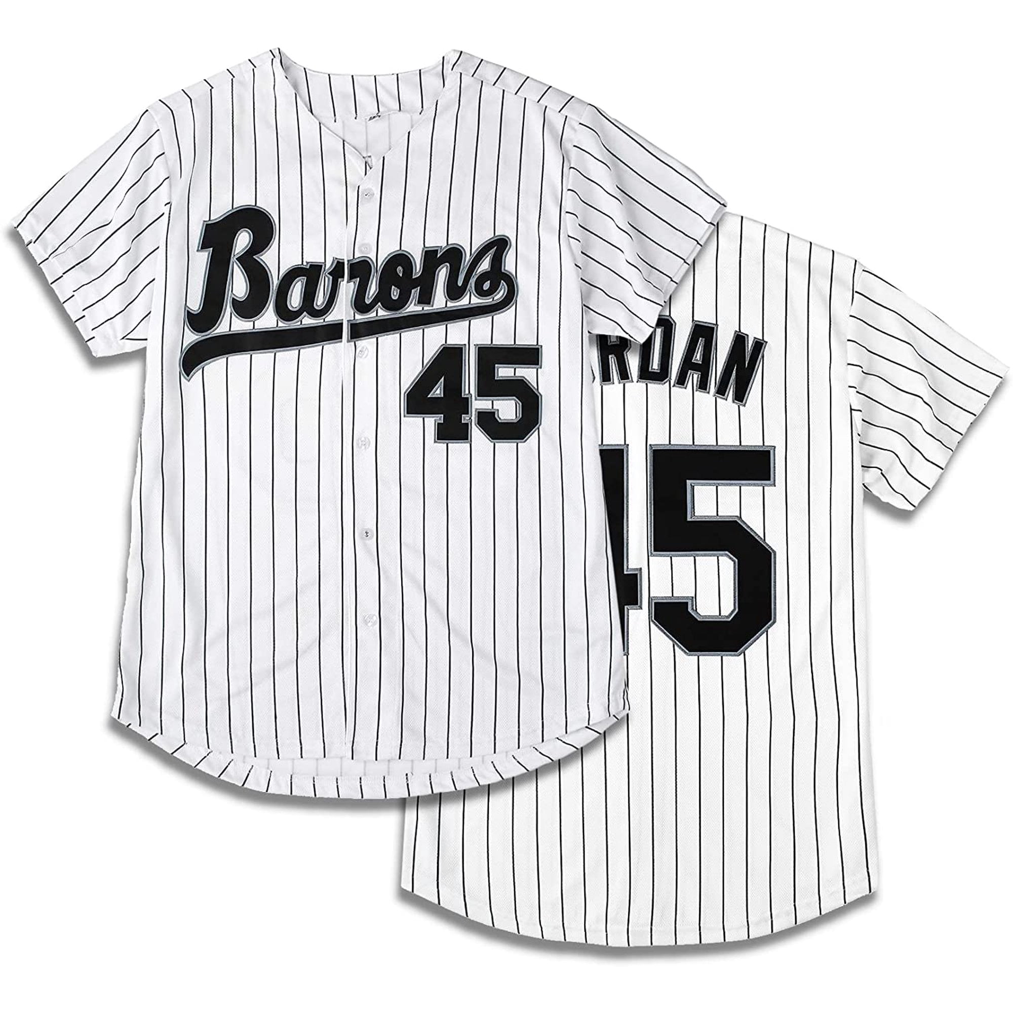 Tocament Birmingham Barons Michael Jordan 45 Baseball Jersey, White, 3XL 