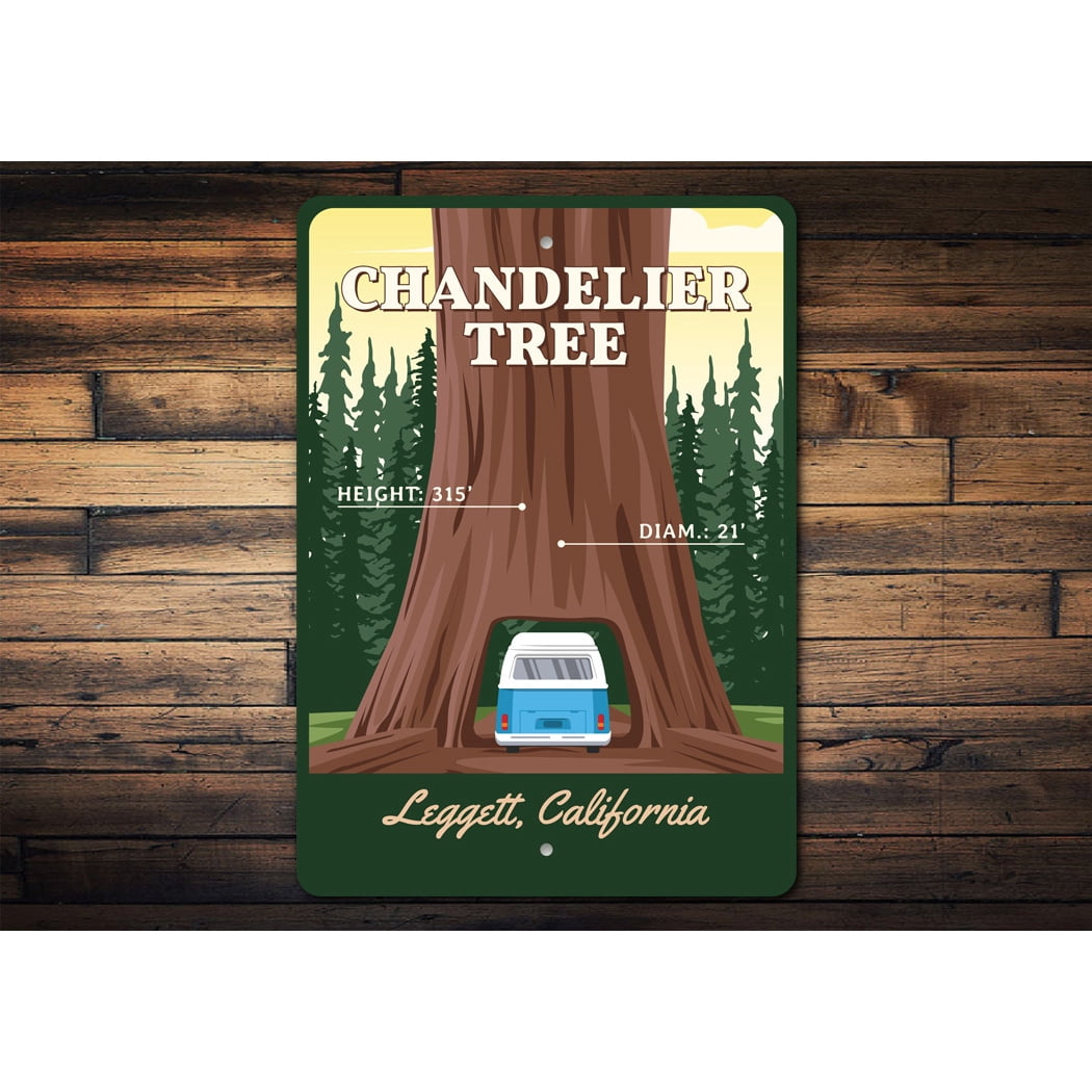 Chandelier Tree Drive-Thru Tree Park Aluminum Metal Decor Sign - 10x14 inches