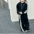 thumbnail image 2 of Toddler Girl Two Piece Outfit Set Zip Up Jacket and Elastic Waist Pants with Side Stripe Design Comfortable Fit, 2 of 6