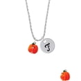 thumbnail image 2 of Delight Jewelry Resin Funny Ahh! Pumpkin Silvertone Script Initial Disc - F - Charm Necklace, 20"+3", 2 of 4