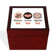 CafePress - Peace Love Quilt Quilting - Keepsake Box, Finished Hardwood Jewelry Box, Velvet Lined Memento Box