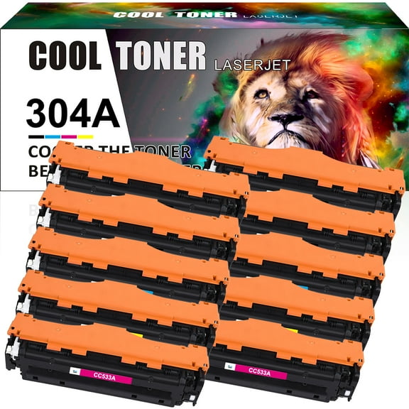 Cool Toner Compatible Toner for HP 304A CC530A CC531A CC532A CC533A Used for Color Laserjet CM2320nf CM2320n CM2320fxi CM2320 CP2025 CP2025dn CP2025n Printer Ink 4Black 2Cyan 2Magenta 2Yellow, 10-Pack