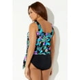 thumbnail image 3 of Swimsuits For All Women's Plus Size Scoop Neck Relaxed Fit Side Tie Blouson Tankini Top, 3 of 3