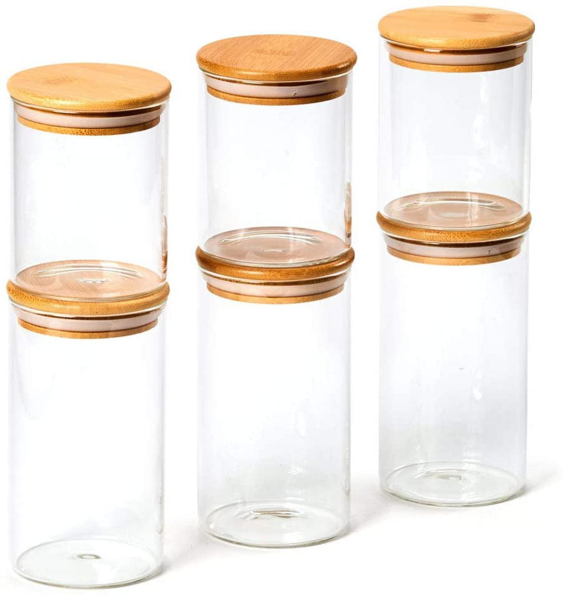 8 Piece Borosilicate Glass Jars with Bamboo Air Tight Lids  (2oz,4oz,8oz,10oz) Multi Size for Kitchen, Bathroom, Craft, Home, and  Business