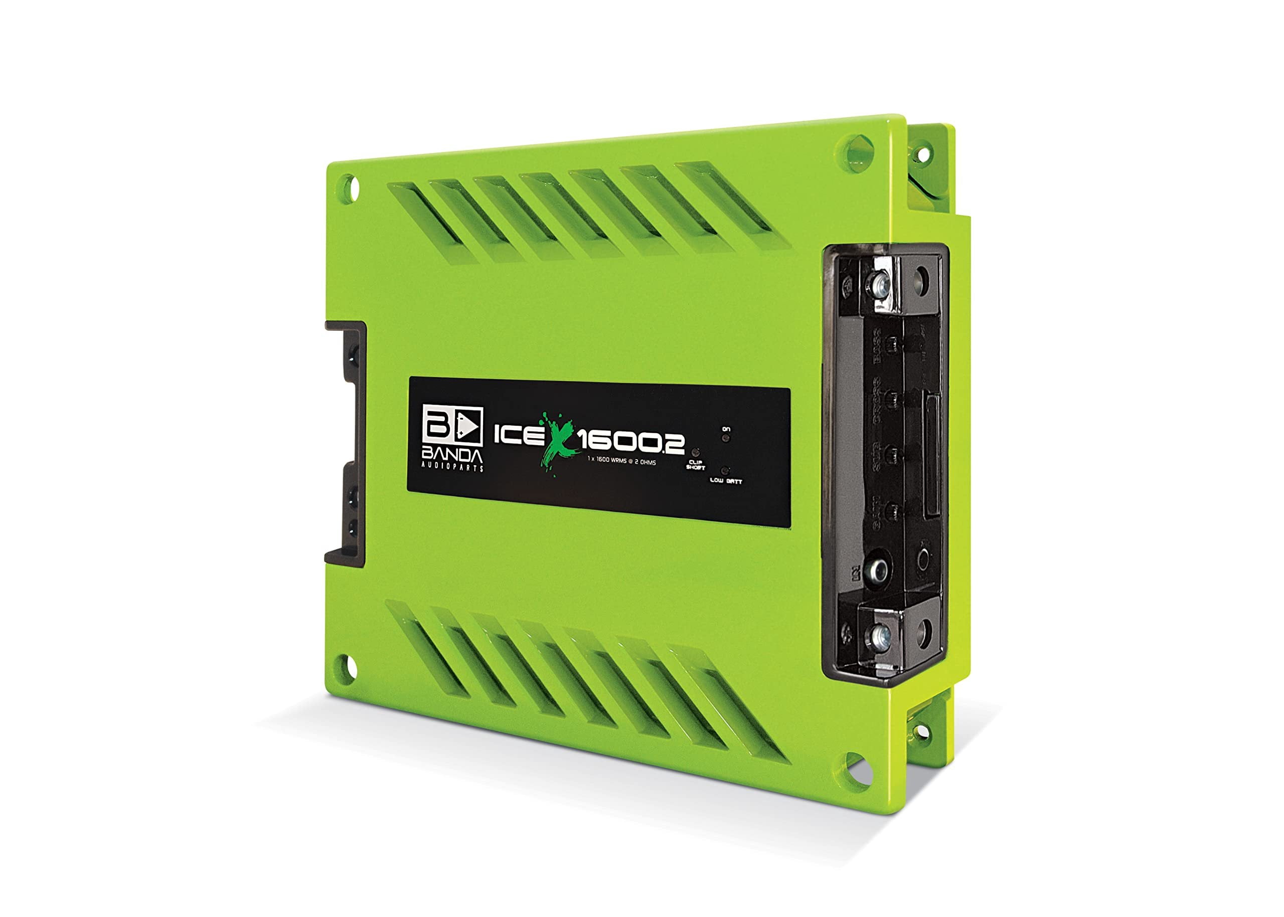 One Channel 1600 Watts Max @ 2 Ohm Car Audio Mono Amplifier w/Bass Boost Subsonic Filter and Low Pass Filter GREEN