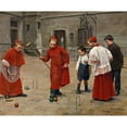 thumbnail image 2 of Paul Charles Chocarne-Moreau 24x20 Gold Ornate Framed and Double Matted Museum Art Print Titled - Playing Croquet, 2 of 4